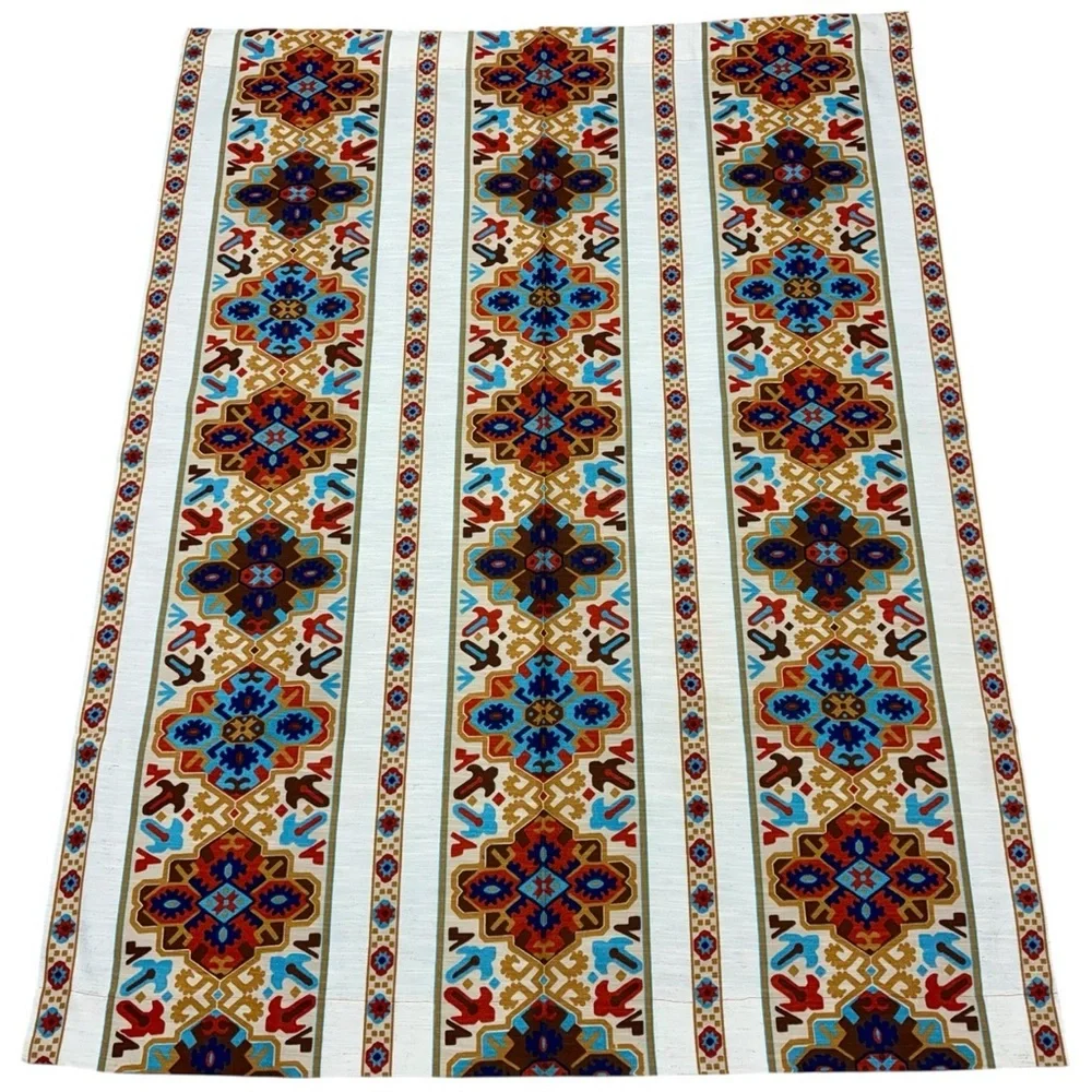 Vintage Southwestern Geometric Curtain Panel Earth Tone Boho 1960s Mod Aesthetic